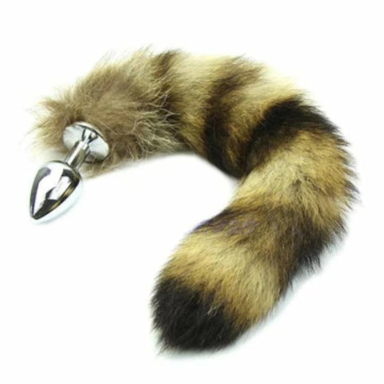 16″ Kitten Brown Cat Tail With Stainless Steel Plug Cat Tails