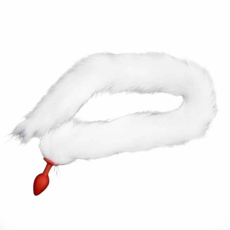 33″ White Cat Tail Silicone Plug Cat Tails