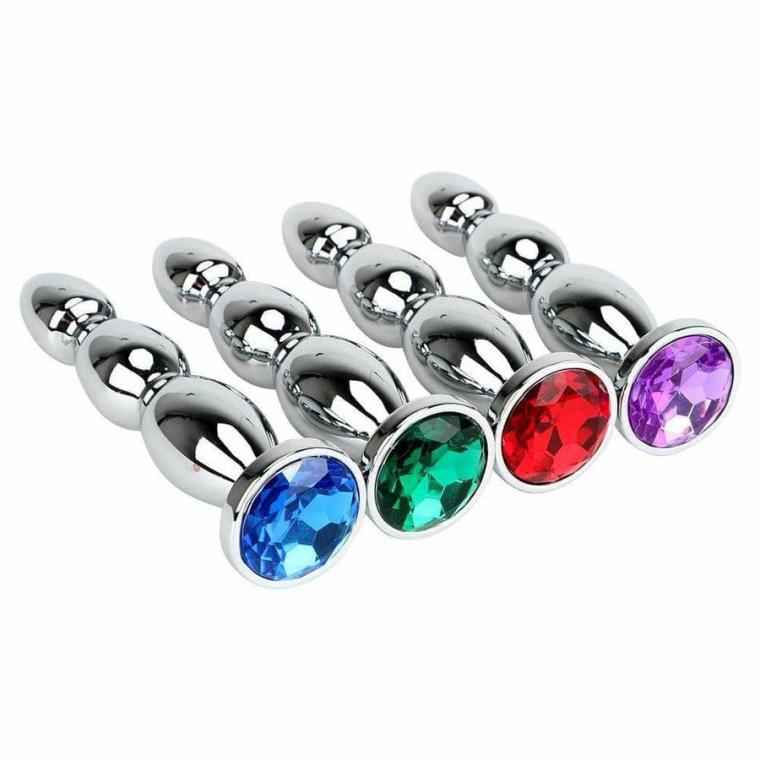 Beaded Bejeweled Plug Butt Plugs Blue