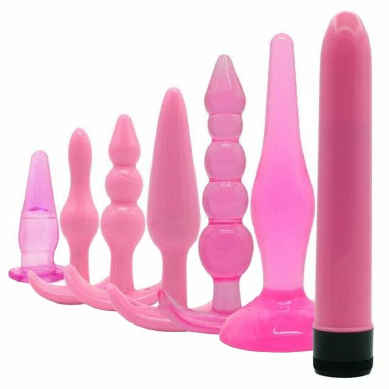 Beginner To Expert Trainer Set (7 Piece With Vibrator) Anal Toys Pink