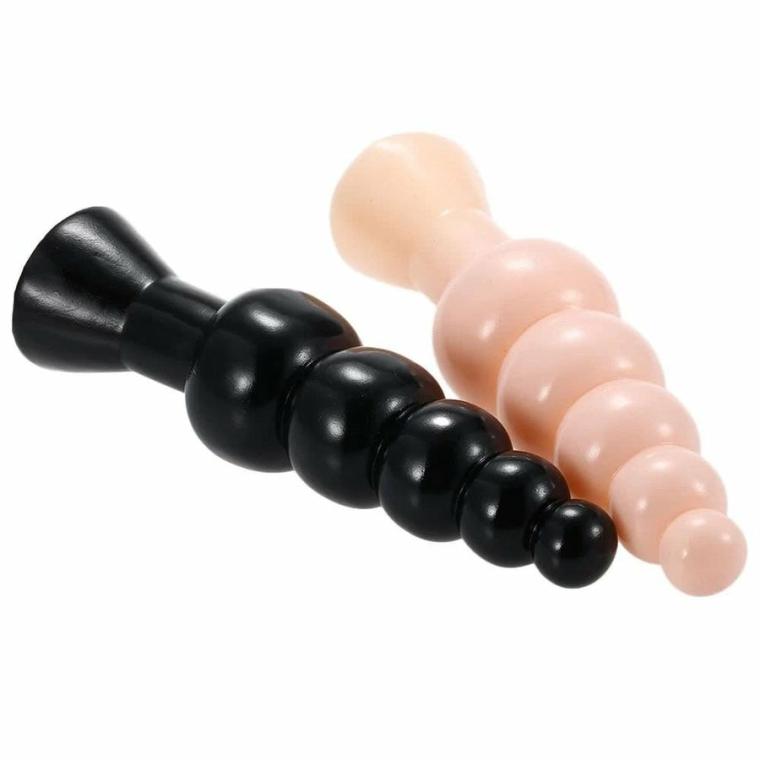 Big Beaded Plug Anal Toys Black