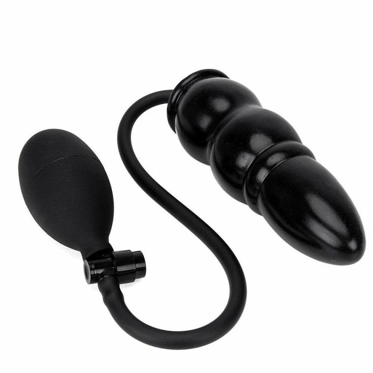 Black Beaded Silicone Inflatable Butt Plugs