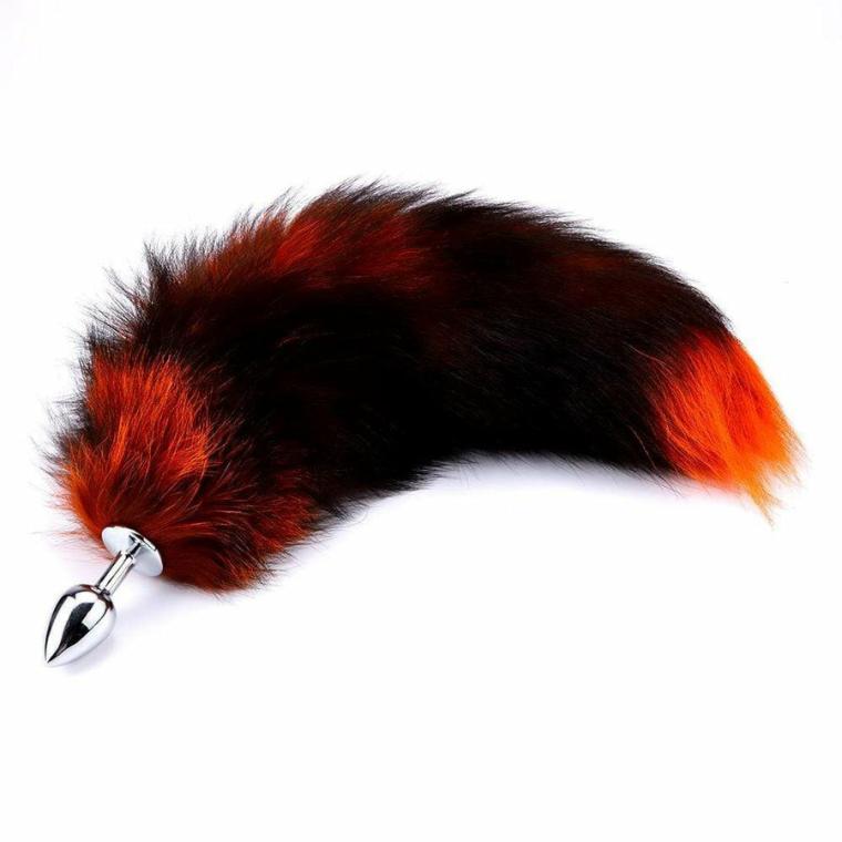 Black & Orange Cat Tail Plug 16″ Cat Tails