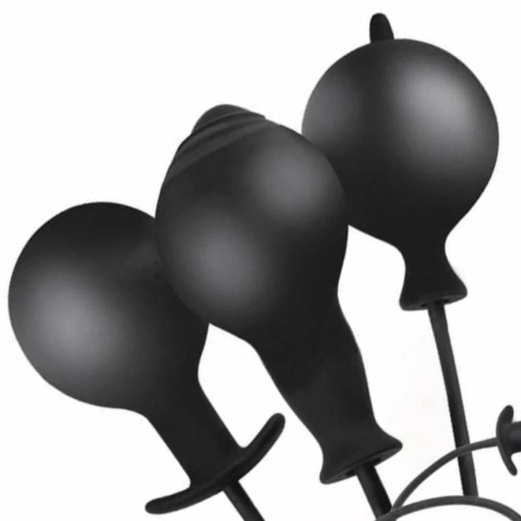 Black Silicone Inflatable Big Butt Plugs