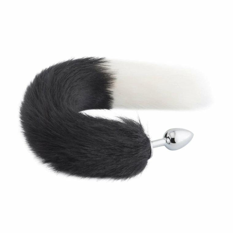 Black & White Wolf Tail 16″ Tails