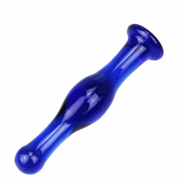 Blue Large Glass Plug Dildo Anal Toys