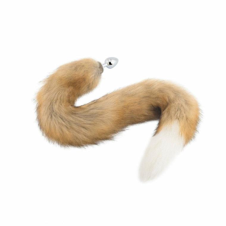 Brown & White Cat Tail Plug 32″ Cat Tails