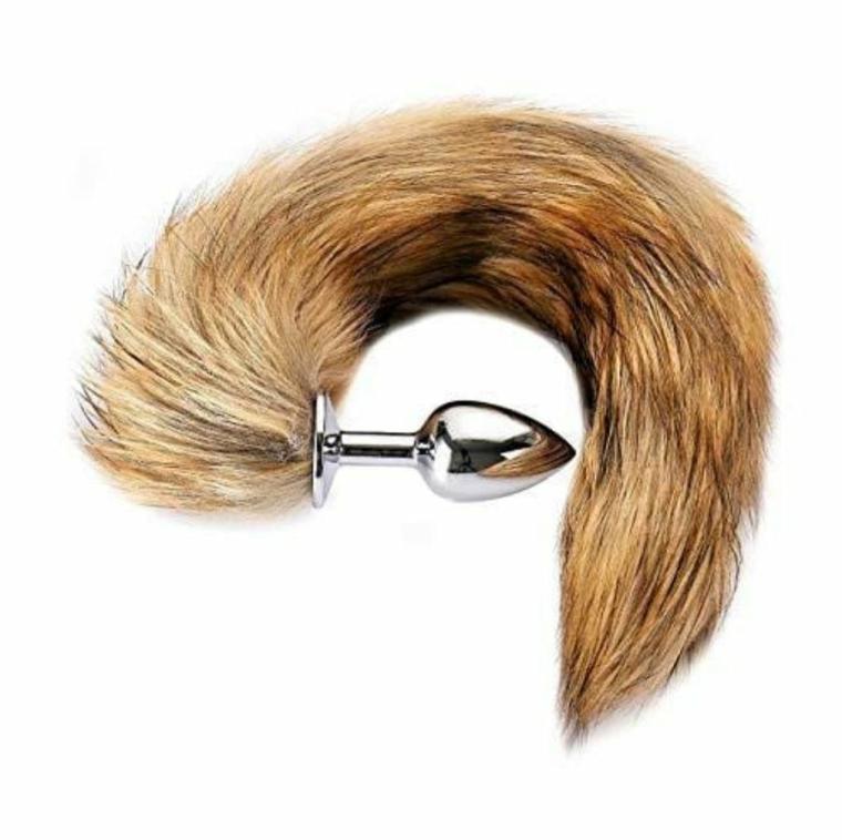 Brown Wolf Tail Plug 16″ Tails