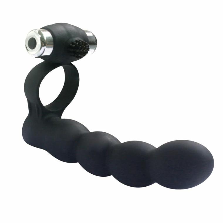 Double Penetration Vibrating Plug Anal Toys Black