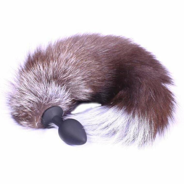 Grey Kitty Cat Tail Butt Plug 18″ Cat Tails