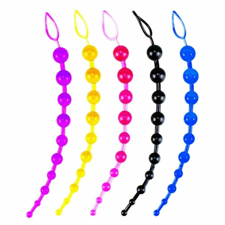 Long Silicone Beads Anal Toys Black