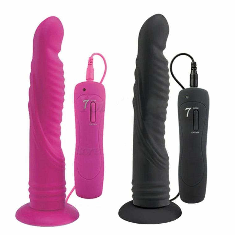 Long Suction Cup Vibrating Dildo Anal Toys Black