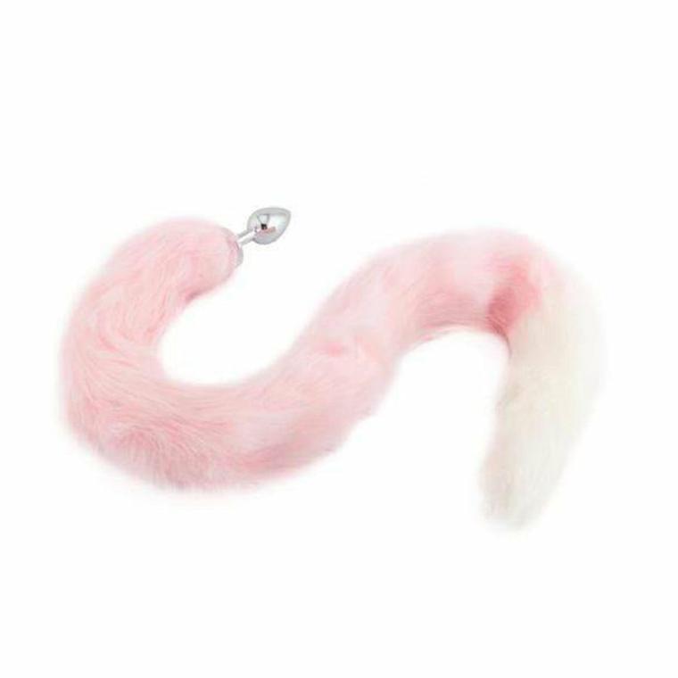 Pink With White Fox Metal Tail, 32″ Butt Plugs