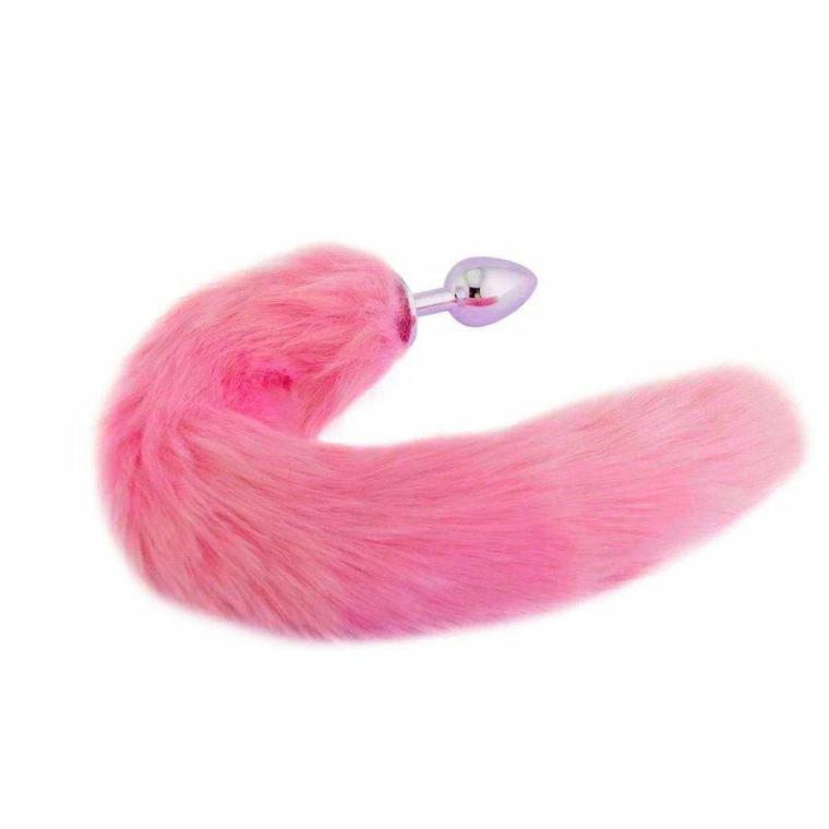 Plush Cat Tail Metal Plug 17″ Cat Tails Pink