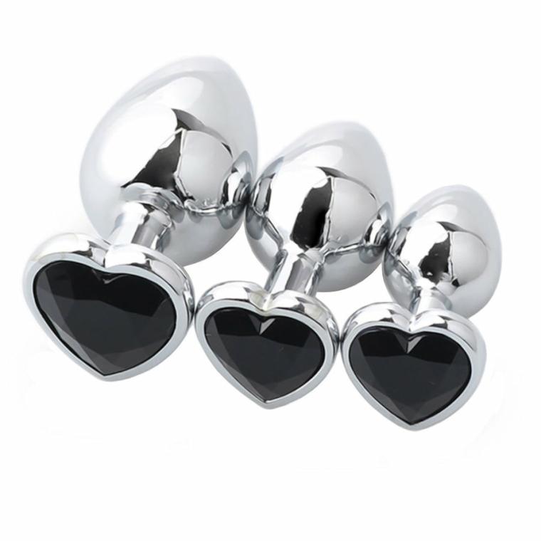 Pretty Princess’s Black Heart Set (3 Piece) Butt Plugs