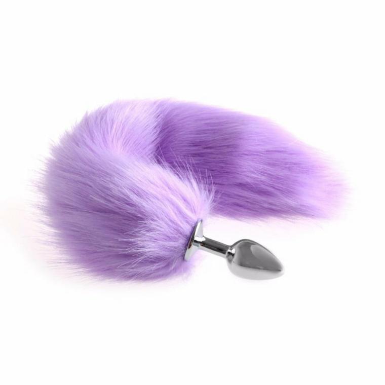 Purple Fox Tail Butt Plug 16″ Fox Tails