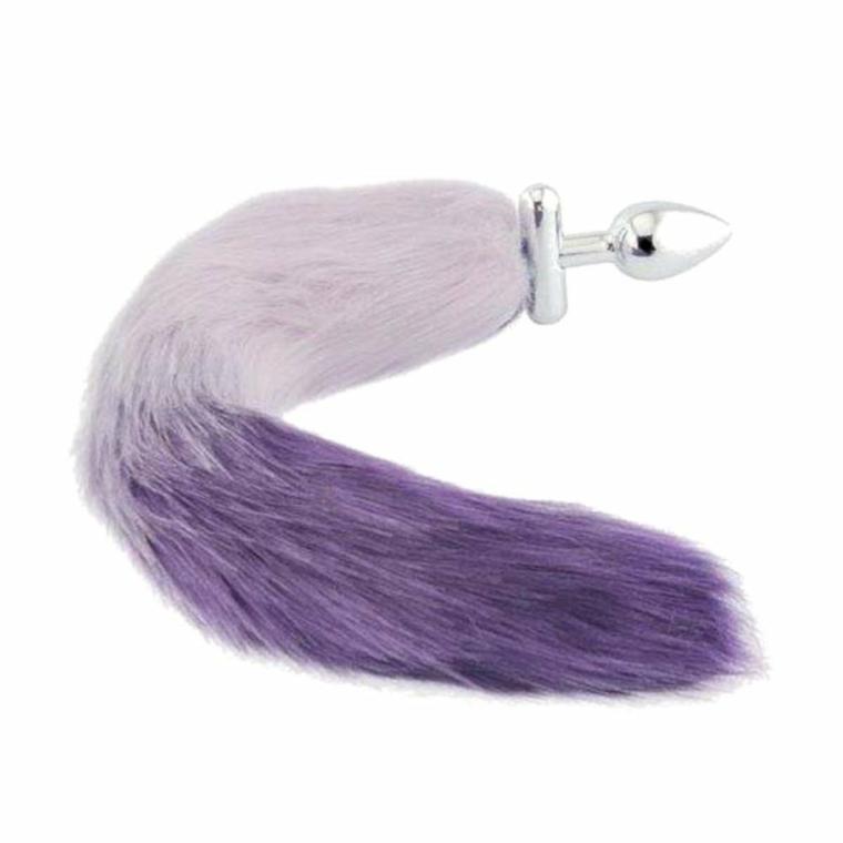 Purple & White Fox Shapeable Metal Tail, 18″ Fox Tails