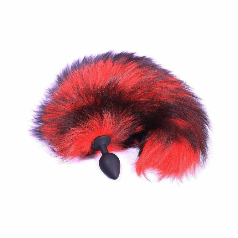 Red Silicone Wolf Tail Plug 16″ Tails