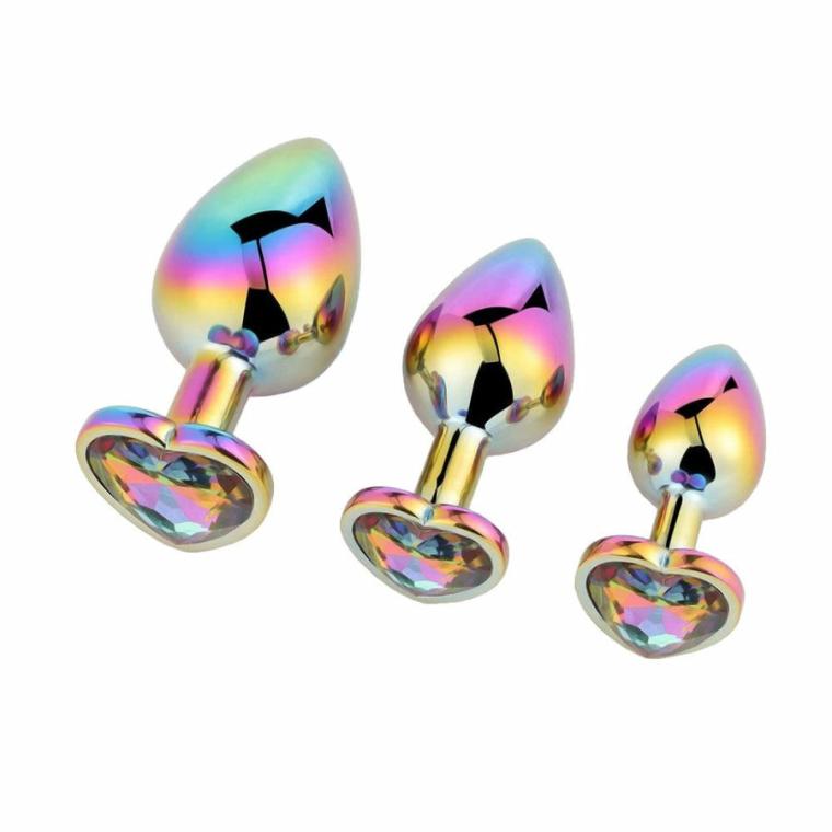 Shimmering Rainbow Princess Heart Kit (3 Piece) Butt Plugs