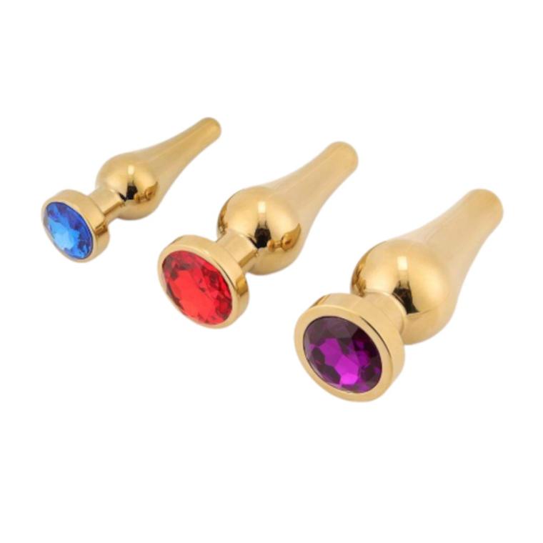 Tapered Gold Jewel Starter Kit (3 Piece) Butt Plugs