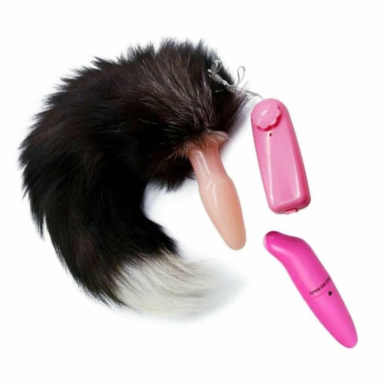 Vibrating Fox Tail 15″ Butt Plugs