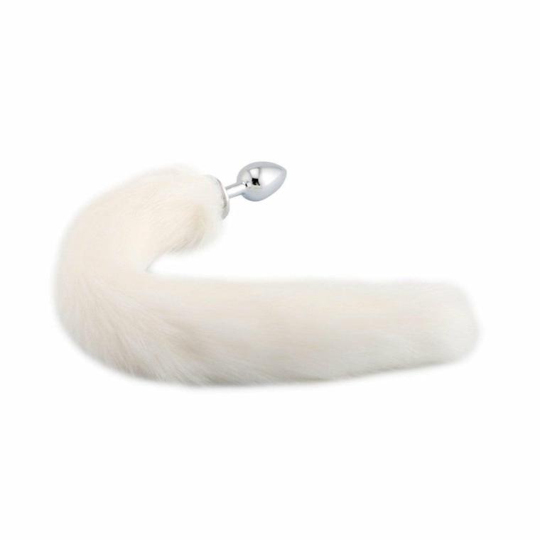 White Cat Tail Plug 16″ Cat Tails