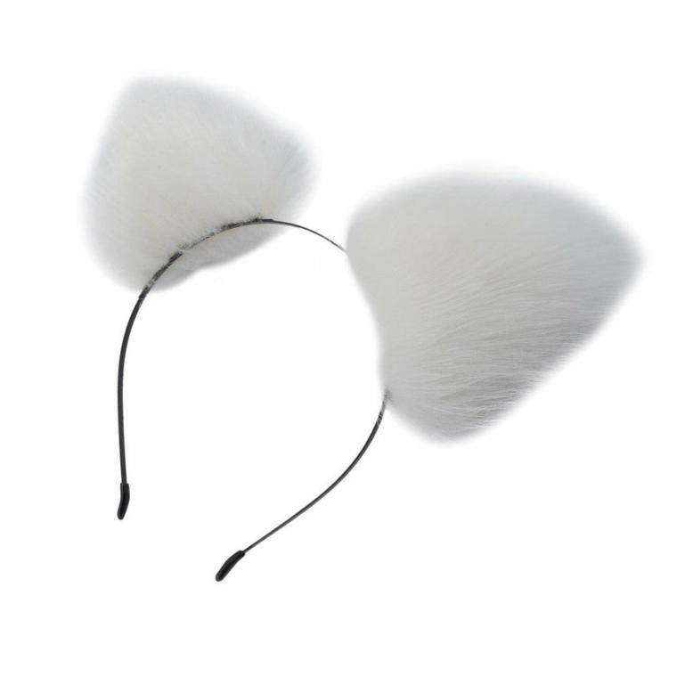 White Pet Ears Cat Tails