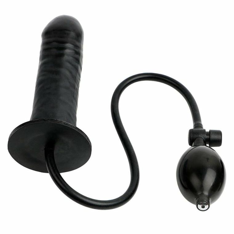 Black Inflatable Silicone Dildo Toy Anal Toys