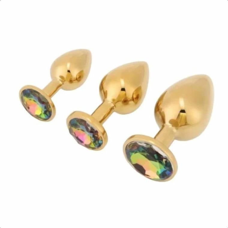 Gold Sex Toy Anal Kit (3 Piece) Butt Plugs Black