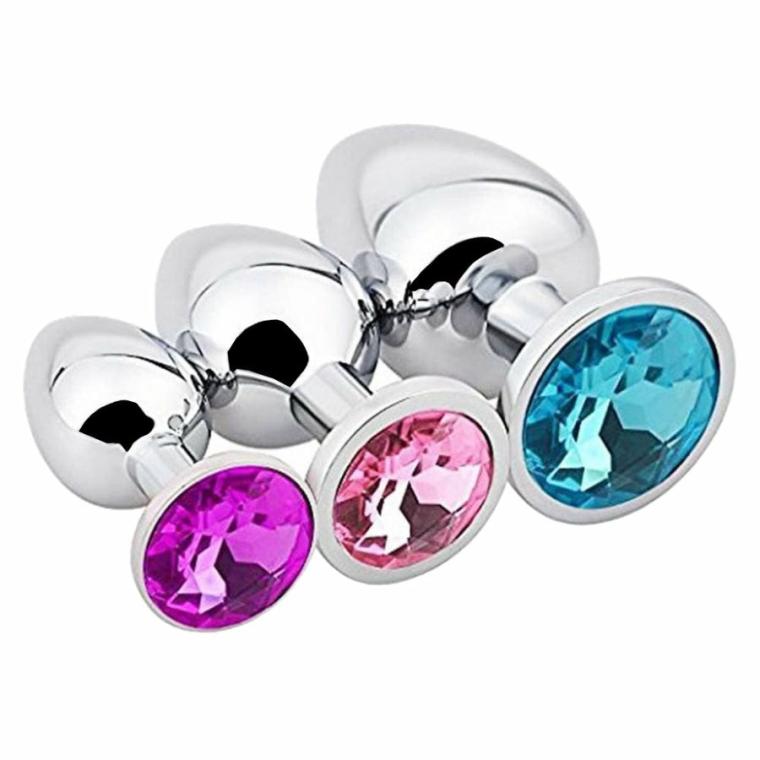 Steel Tear-Drop Jeweled Gemstone Kit (3 Piece) Butt Plugs