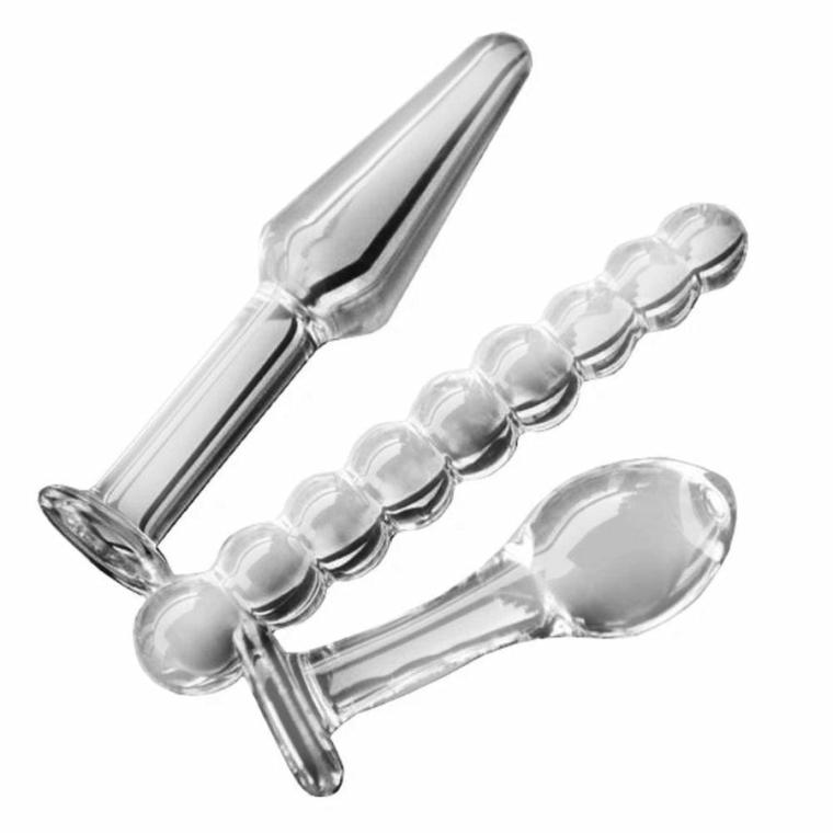 Transparent Glass Plugs (3 Piece) Anal Toys