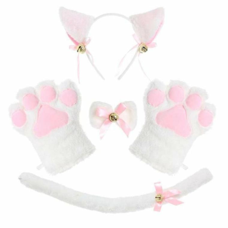 Catgirl Roleplay 5 Piece Set Cat Tails White