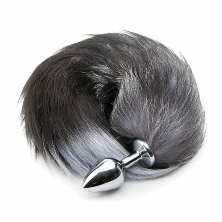 Grey Fox Metal Tail Plug 18″ Fox Tails